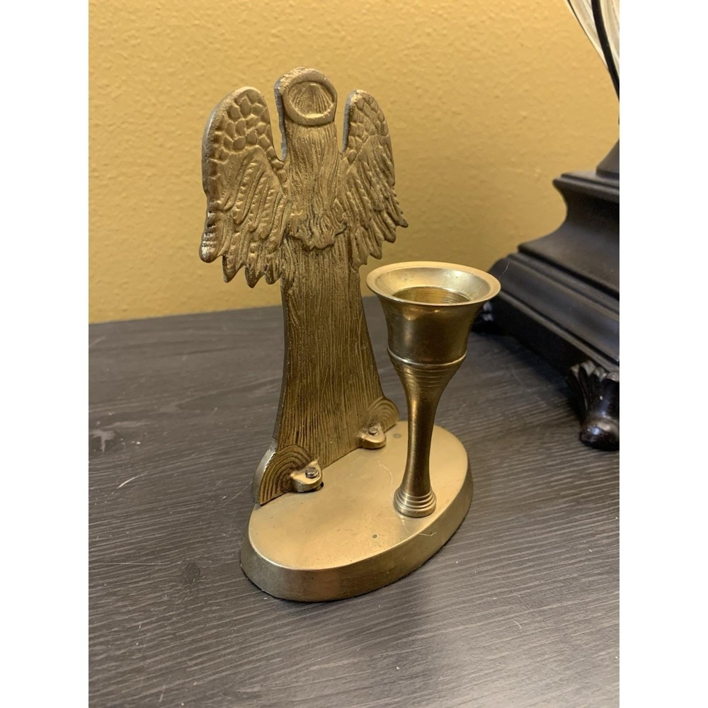 Hosley Brass Angel Candle Holder Vintage 5 Inch Praying Angel BS 51062 India